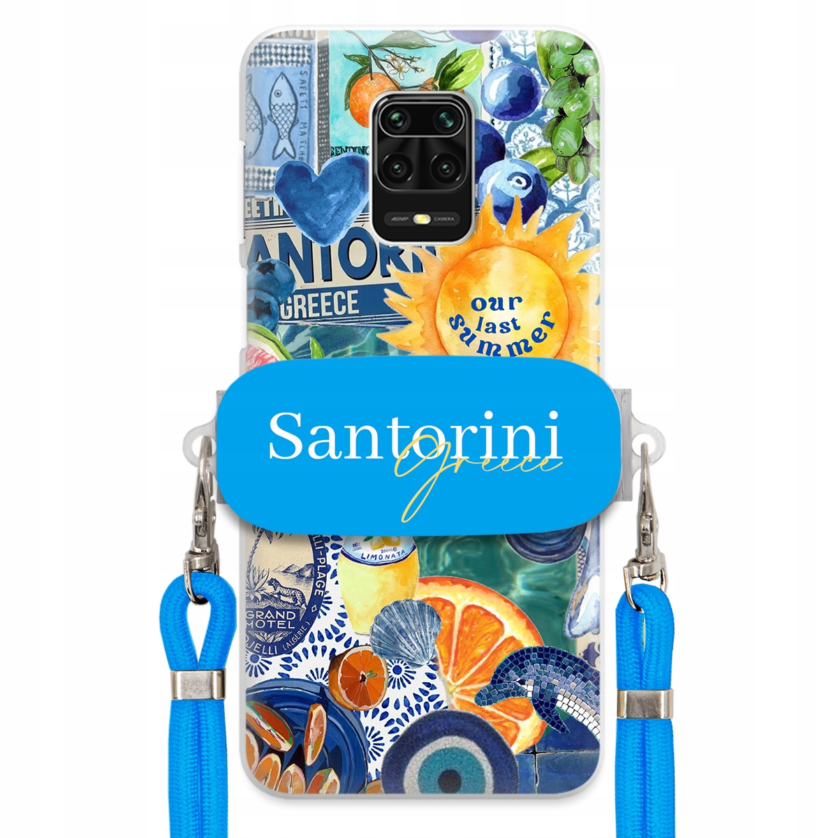 Puzdro pre Xiaomi Redmi Note 9 Pro Modré vodítko Crossbody+ Držiak Santorini