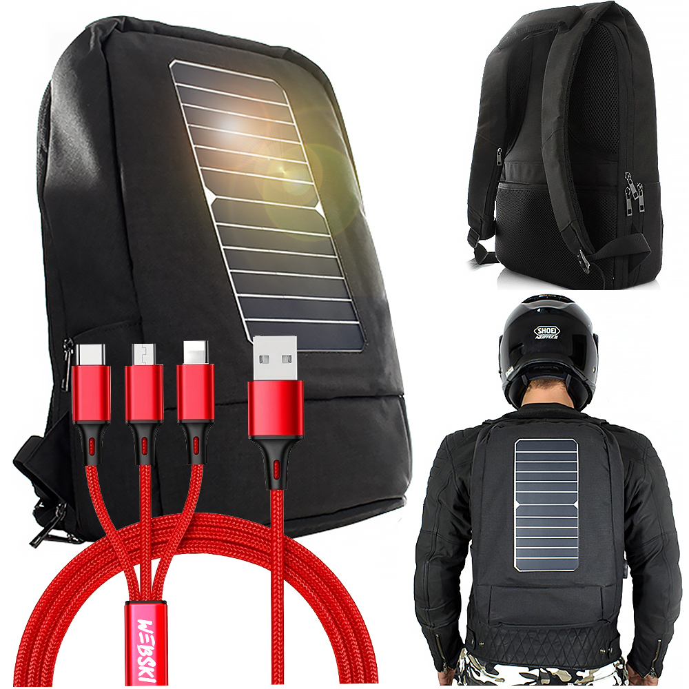 Plecak 35L Z Ładowaniem Słonecznym 9W Ładowarką Antykradzieżowy Kabel 3W1