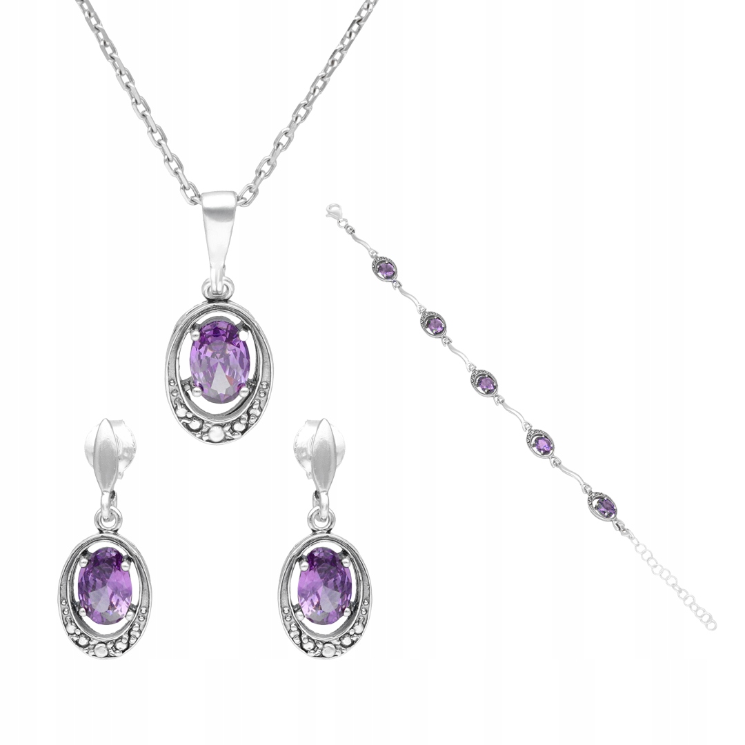 stříbro sada s fialovým zirkonem