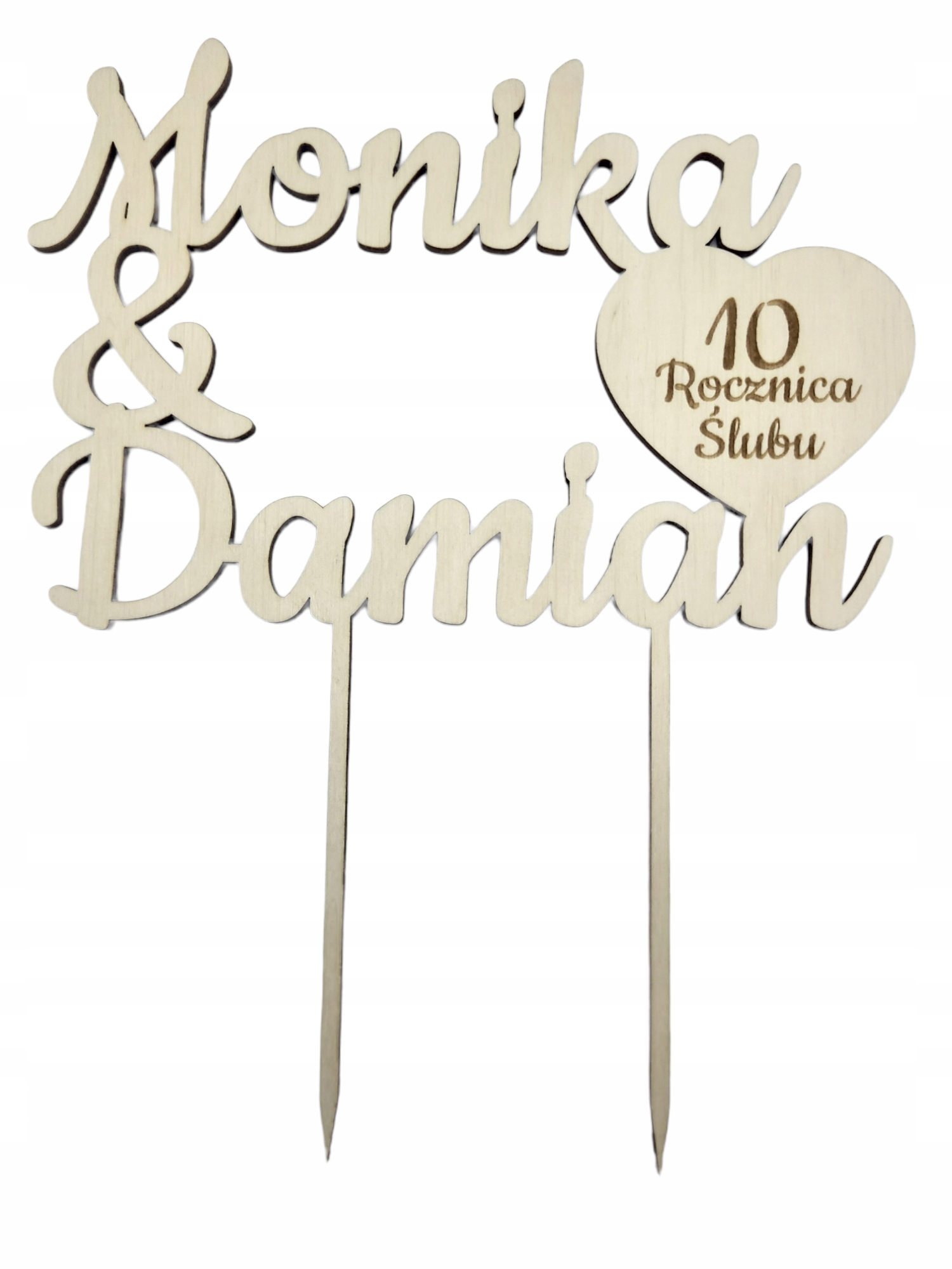 Topper napis na tort rocznica ślubu 10 lat razem