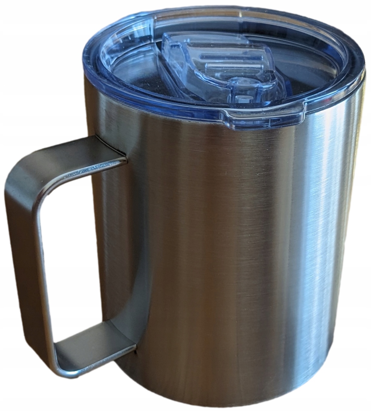 Kubek termiczny z uchwytem do Kawy Yerba Mate srebrny szczotkowany 350ml