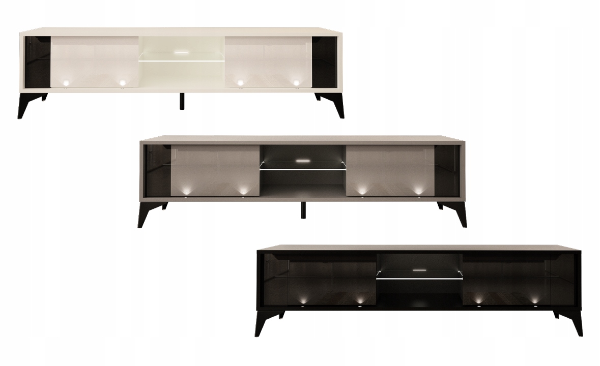 SZAFKA RTV 160 EVEL02 SZARY MAT SZARY POLYSK+LED Kolekcja EVEL-02-SMSP