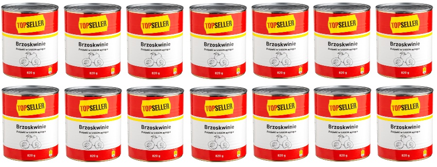 12x 820g Topseller Brzoskwinie połówki w syropie Karton