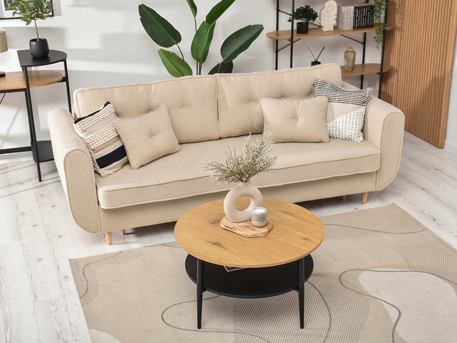 DĘBOWY STOLIK Z PÓŁKĄ DO SALONU 80x80 cm RENNE XL Marka Mebel-Partner