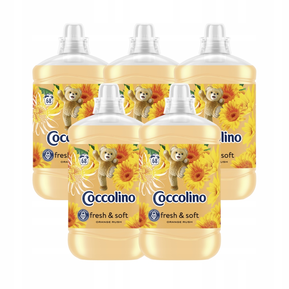 ZESTAW 5X COCCOLINO FRESH & SOFT ORANGE RUSH PŁYN DO PŁUKANIA TKANIN 1700ML