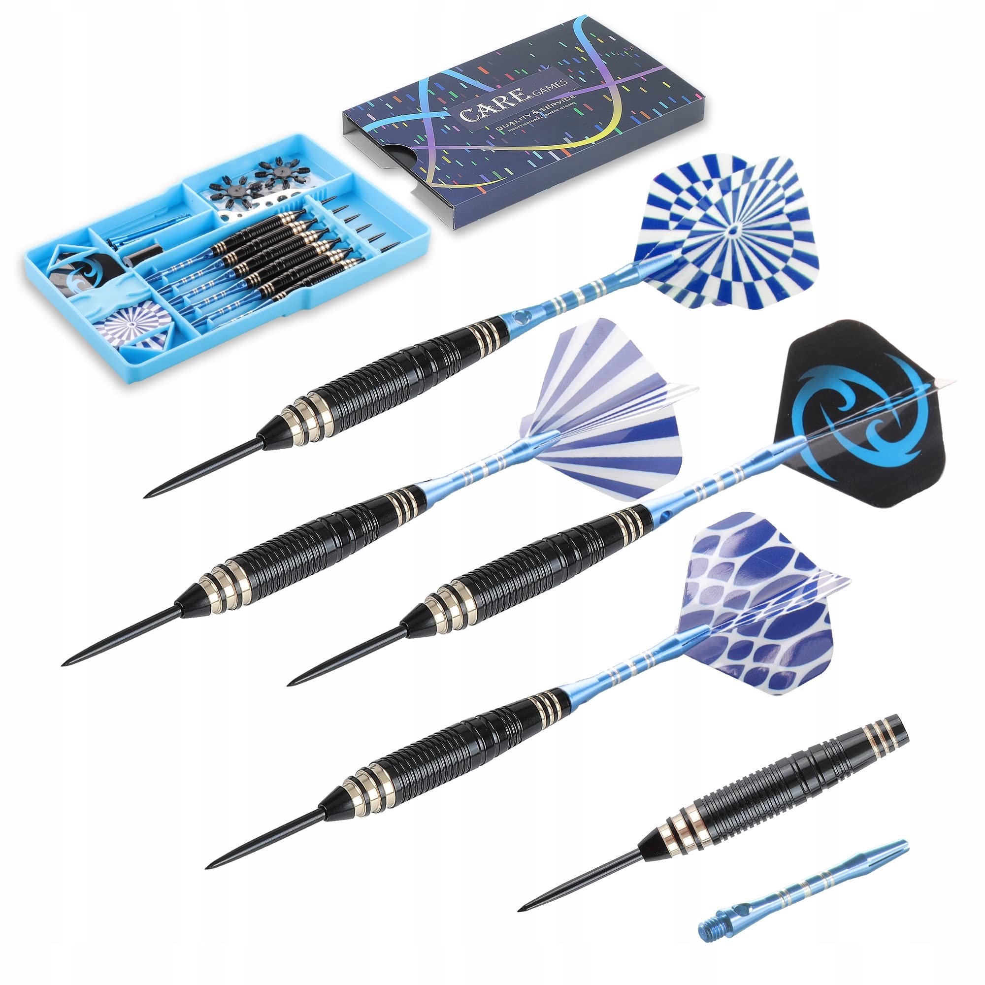 CAREGAMES Profesjonalne Rzutki Steeldarts 24g 6 Sztuk Zestaw Akcesoriów — miniatura 5