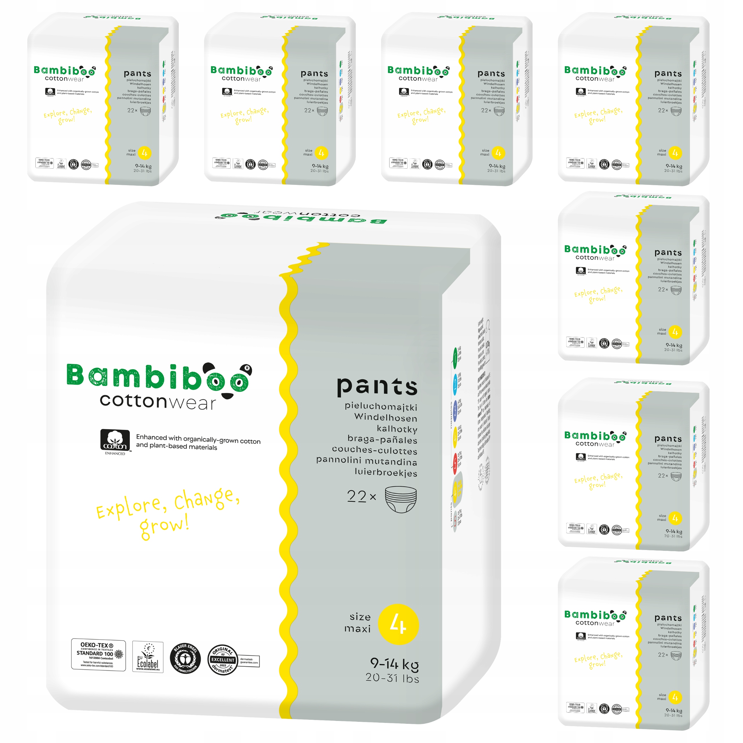 Pieluchomajtki Bambiboo Maxi 4 Zestaw 8x22szt Cottonwear 9-14kg Pants