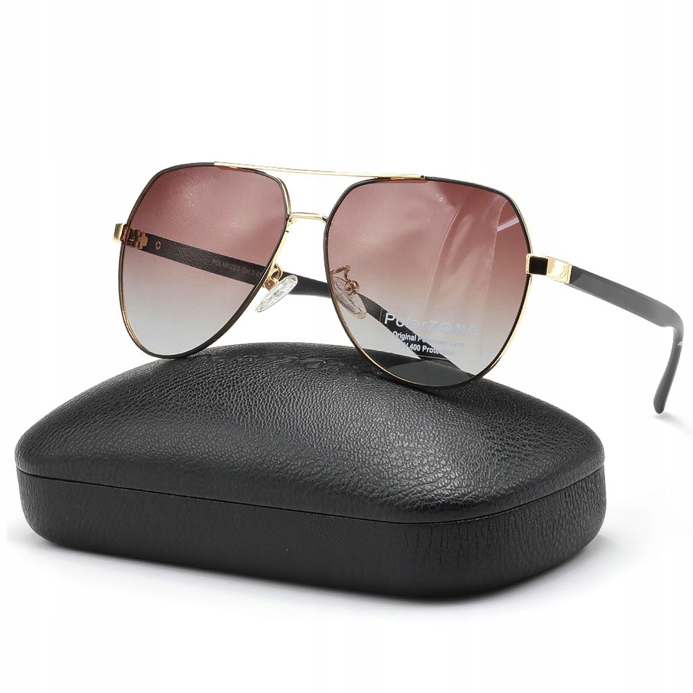 Okulary Polaryzacyjne Męskie Metalowe Pilotki Filtr Uv 400 Etui Polarzone