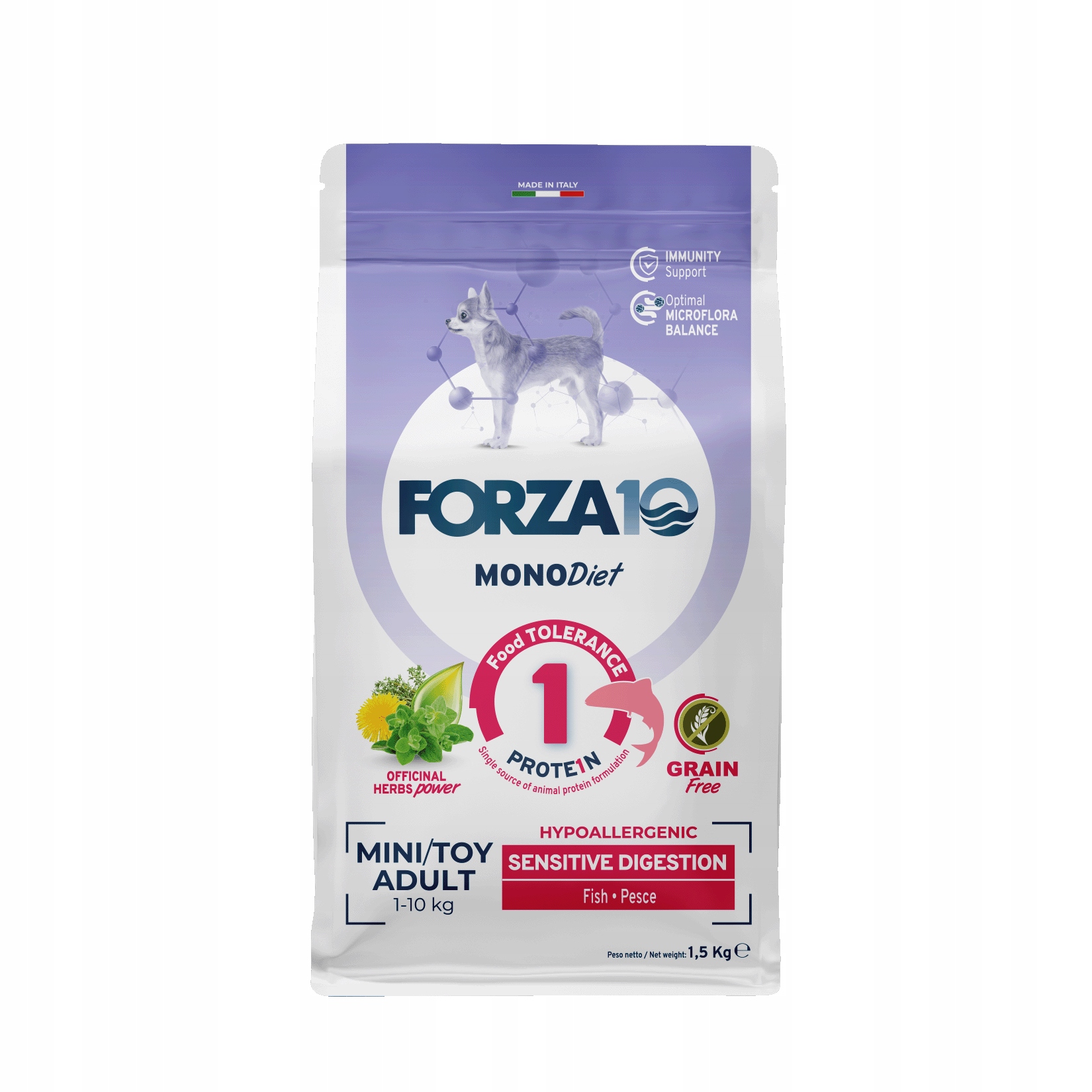 Forza10 Mini/Toy MonoDiet Sensitive Digest. ryba hypoalergenní pes 1,5 kg