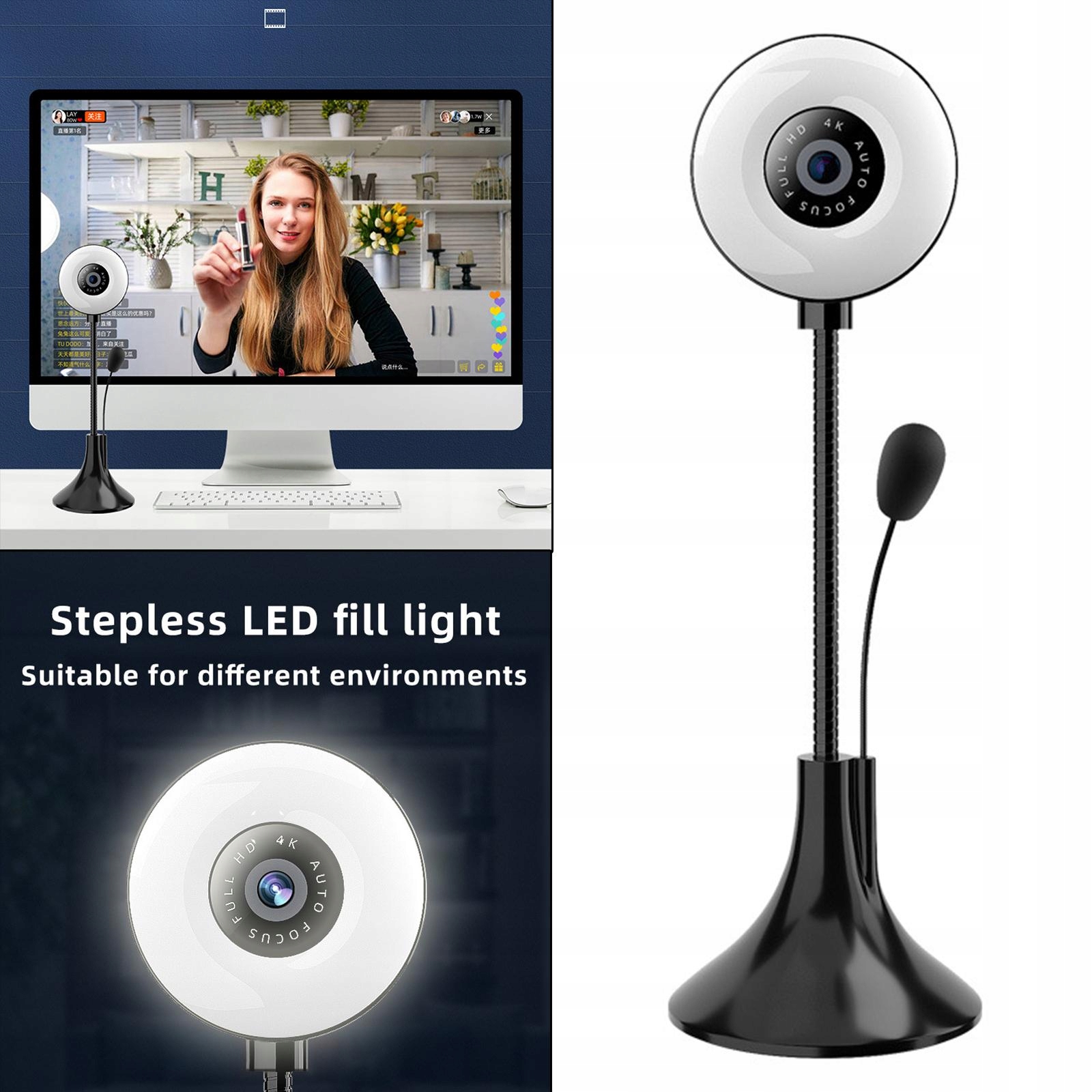 Grupa obiektywów 4K 4K do webcastów Laptop Youtube 1080p Model 8802