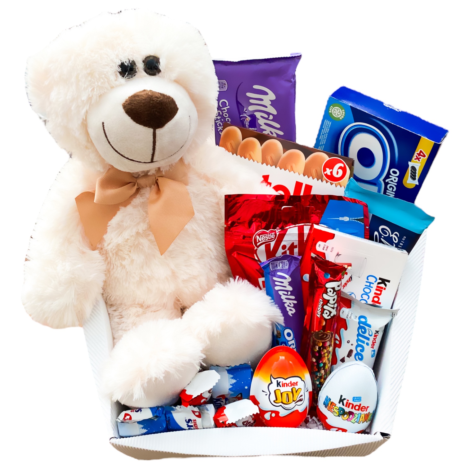 Kosz prezentowy ze słodyczami na Urodziny Dzień Dziecka