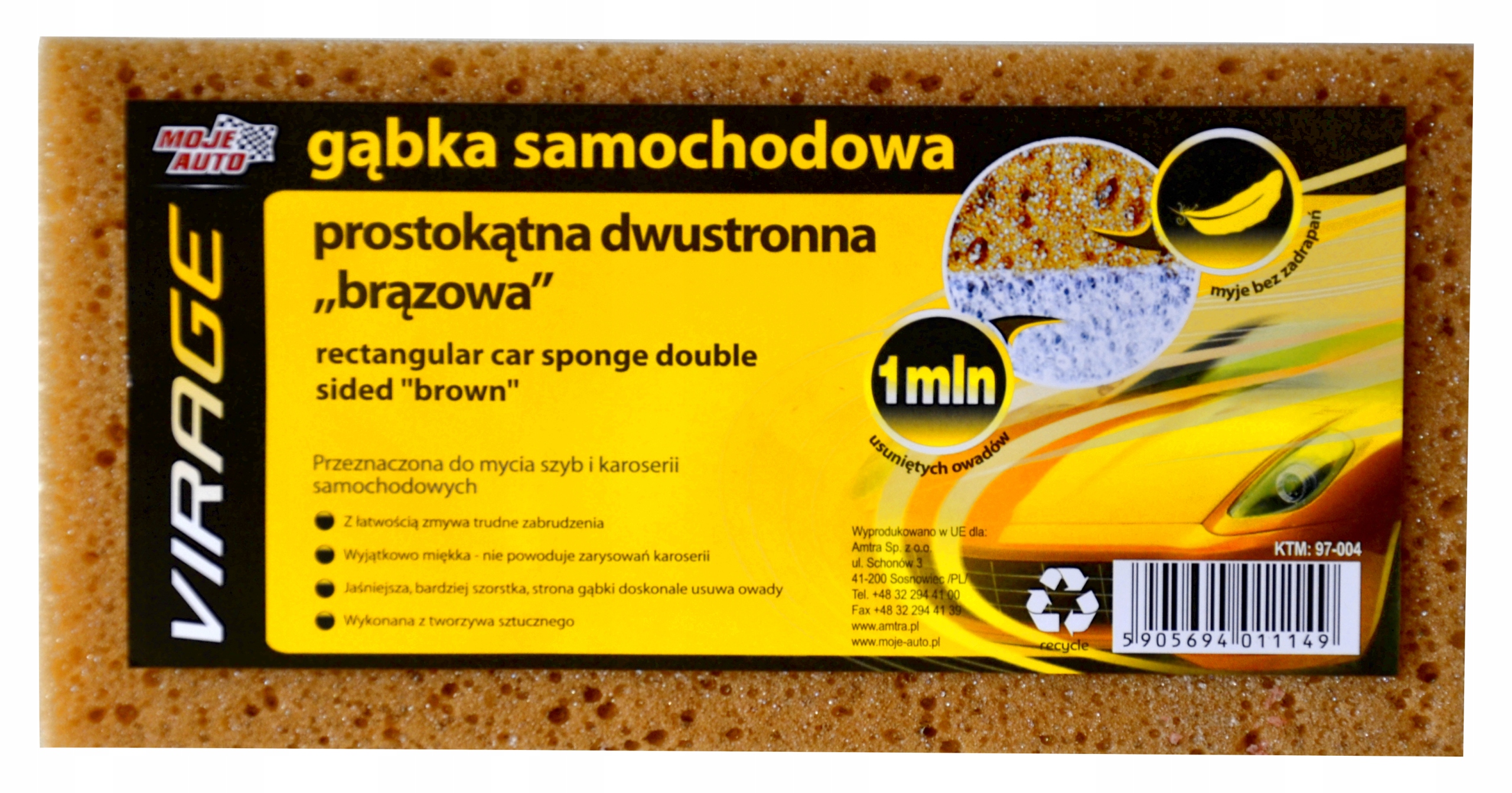 MOJE AUTO GĄBKA SAMOCHODOWA PROSTOKĄTNA DWUSTRONNA