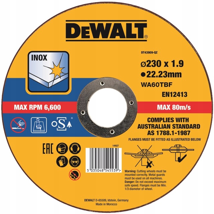 

Tarcza do cięcia metalu DeWALT 230x1,9x22mm Inox