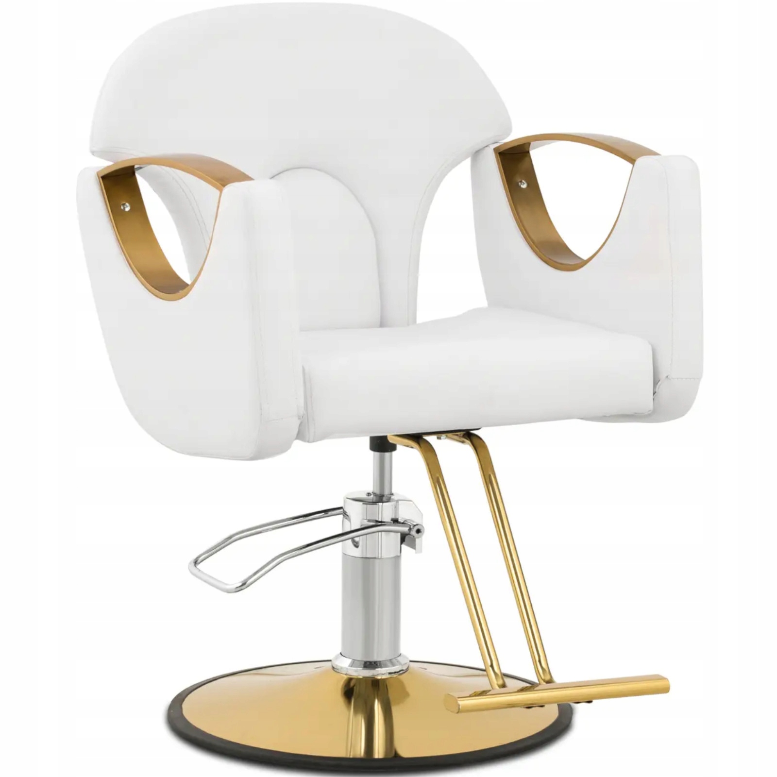 Barberské kadeřnické křeslo Physa Barton, bílé, hydraulické, 55-65 cm