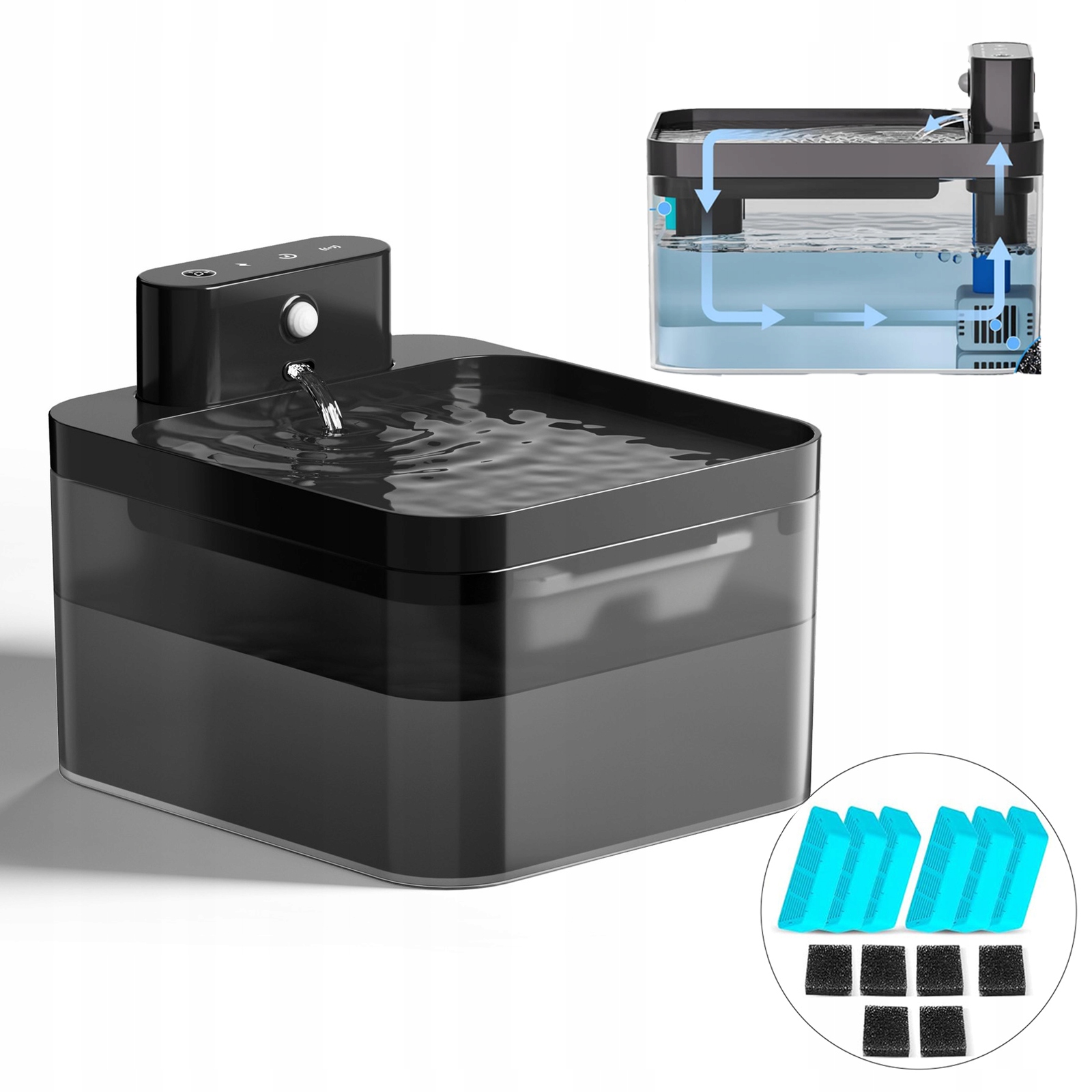 Levně Automatická Fontána Pítko Pro Kočky A Psy, Tichá Filtr A Senzor Pohybu