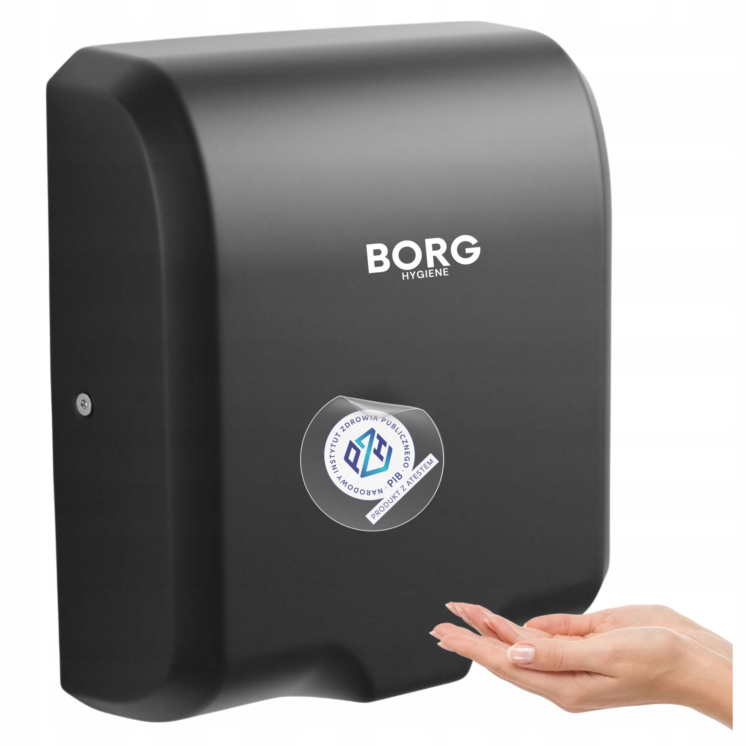 Sušička rúk oceľová čierna štíhla silná Borg Zonda Slim 1000W 10s