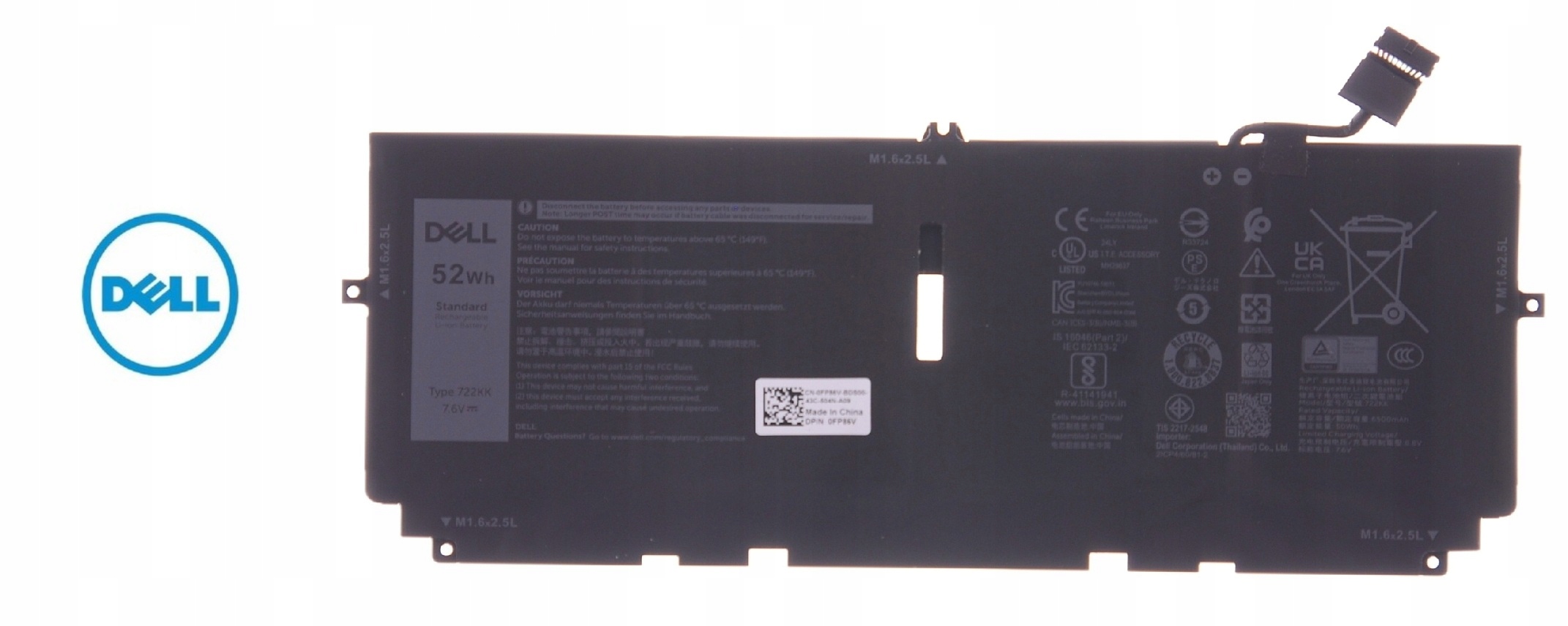Originálna batéria Dell Xps 13 9300 9310 722KK FP86V 2XXFW WN0N0