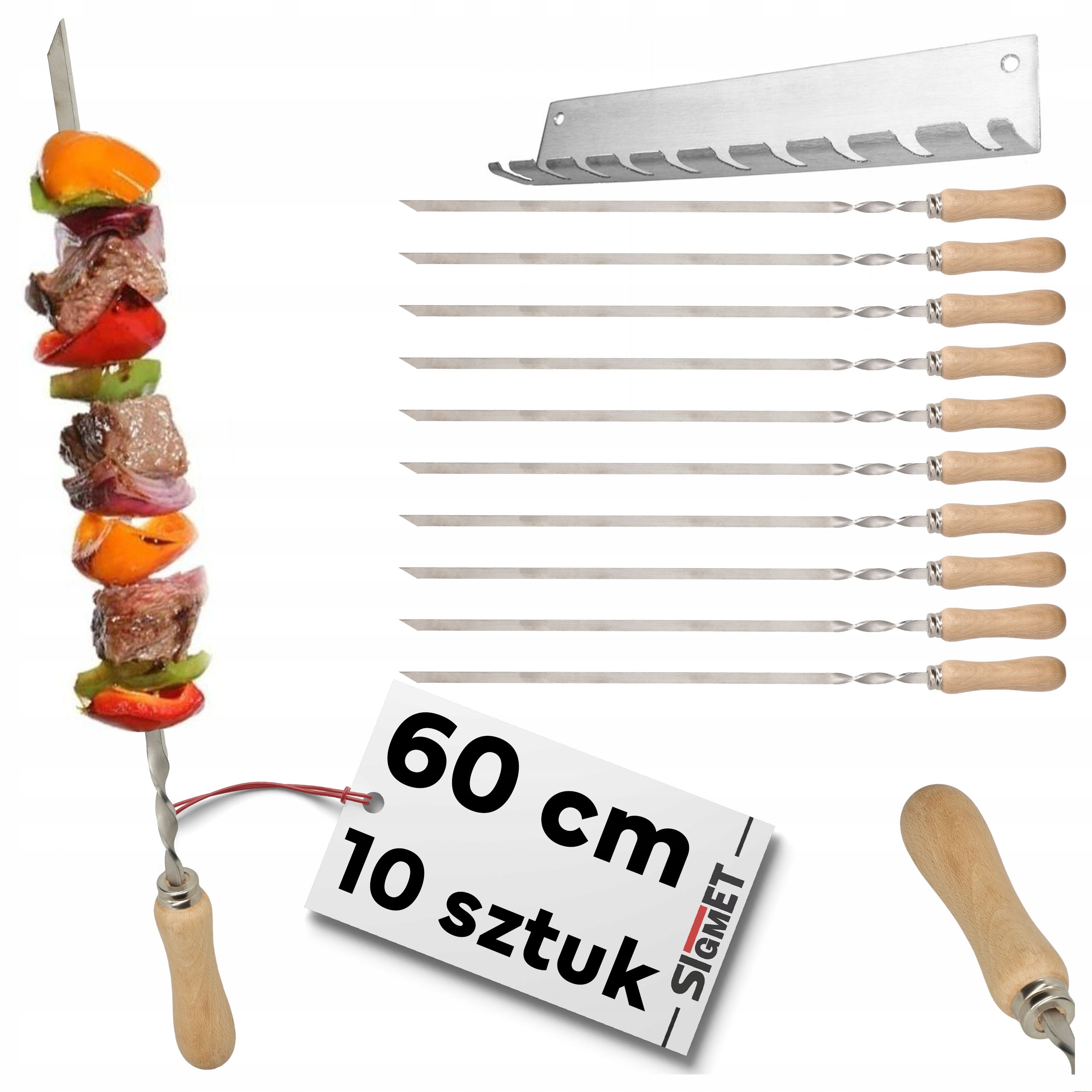 10 x Špajdle na špízy šampury s drevenou rukoväťou 60 cm 3 mm