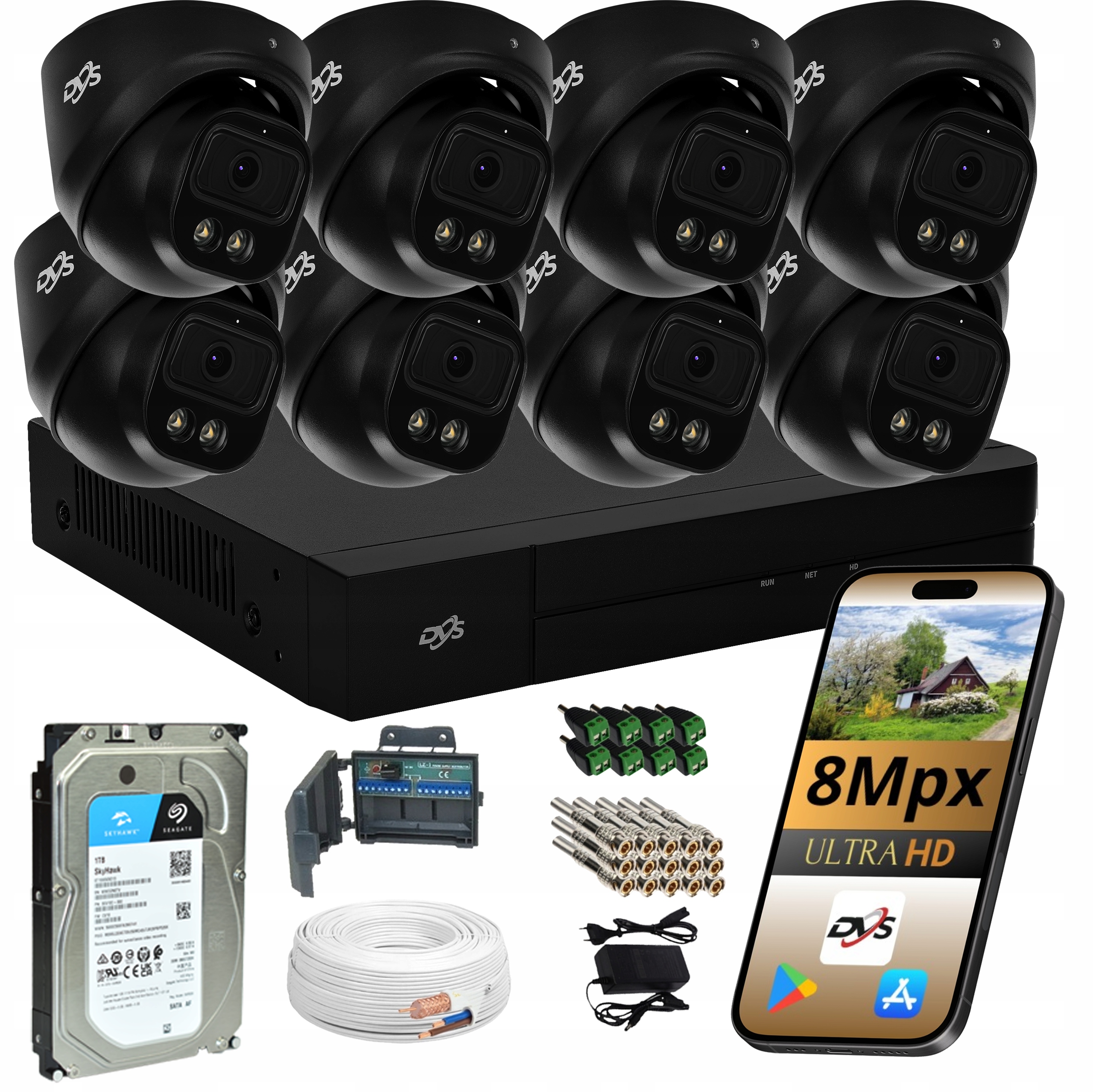 Set Na Monitorovanie 8Mpx kamery aplikácia Dvs 1TB