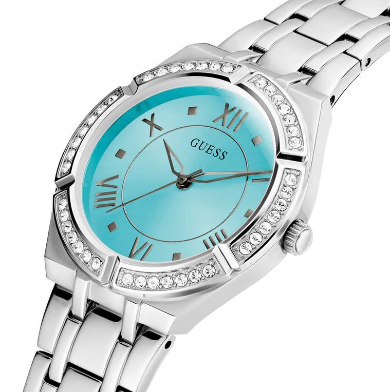 Dámské Klasické Tyrkysové Kulatý Hodinky Fashion Guess GW0033L7 Zirkony