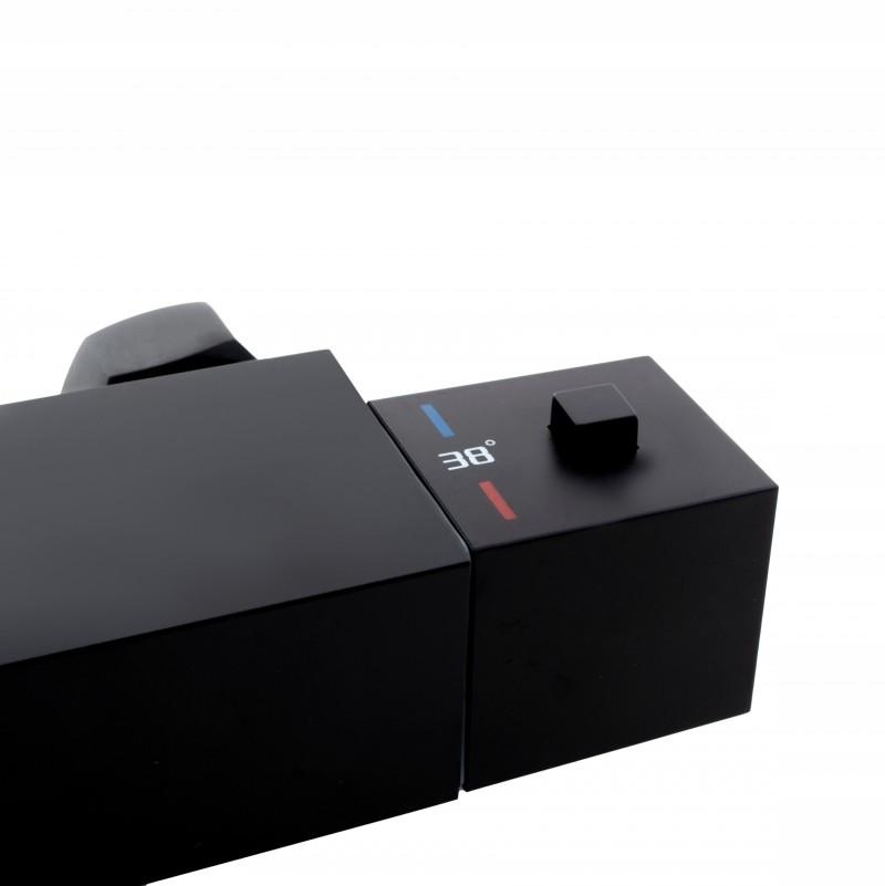 BATERIA PRYSZNICOWA ŚCIENNA TERMOSTAT NATYNKOWA Kolor czarny