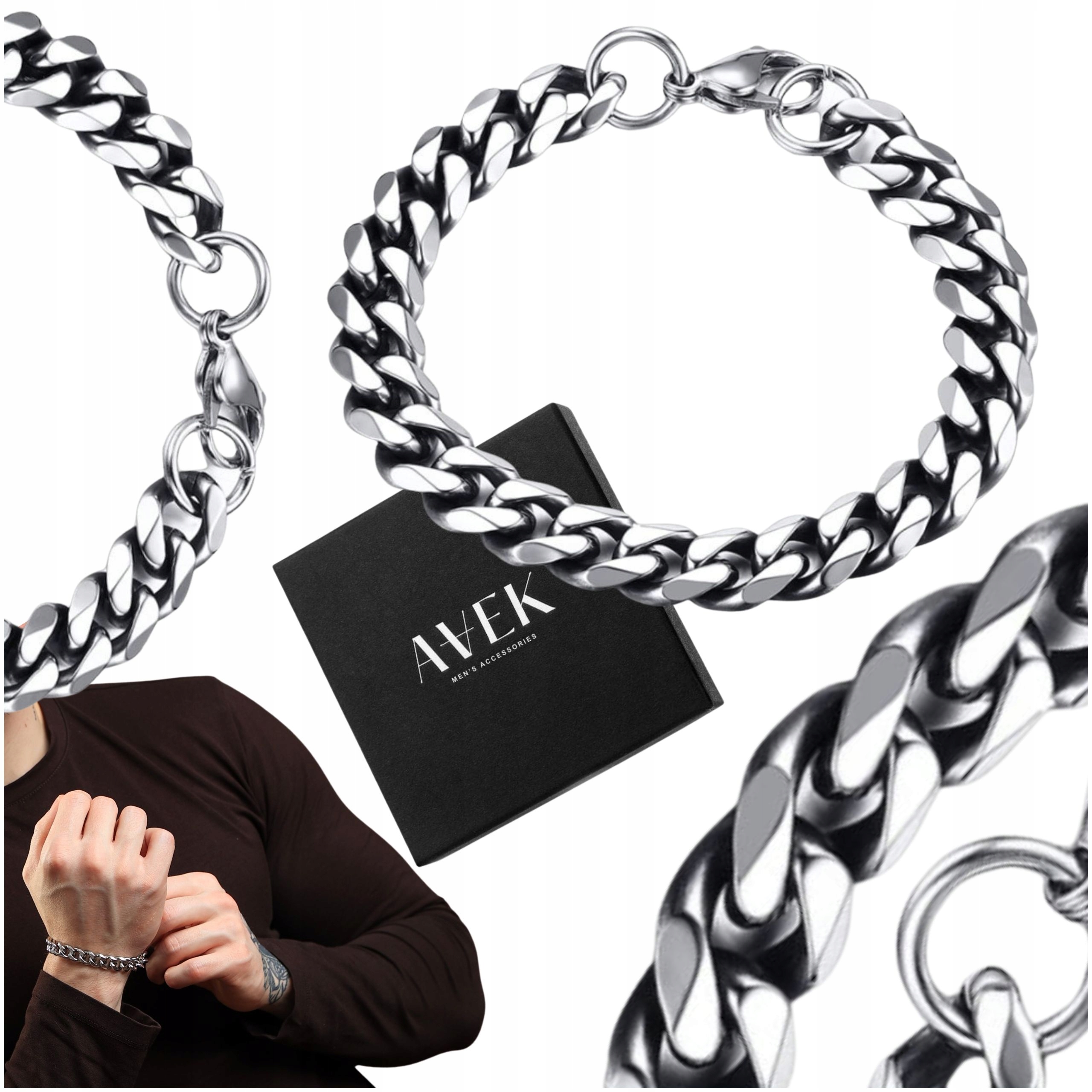 Pánský Náramek Ocelový Pancíř 11 MM Stříbrný Silný Pánský Avek 23 CM