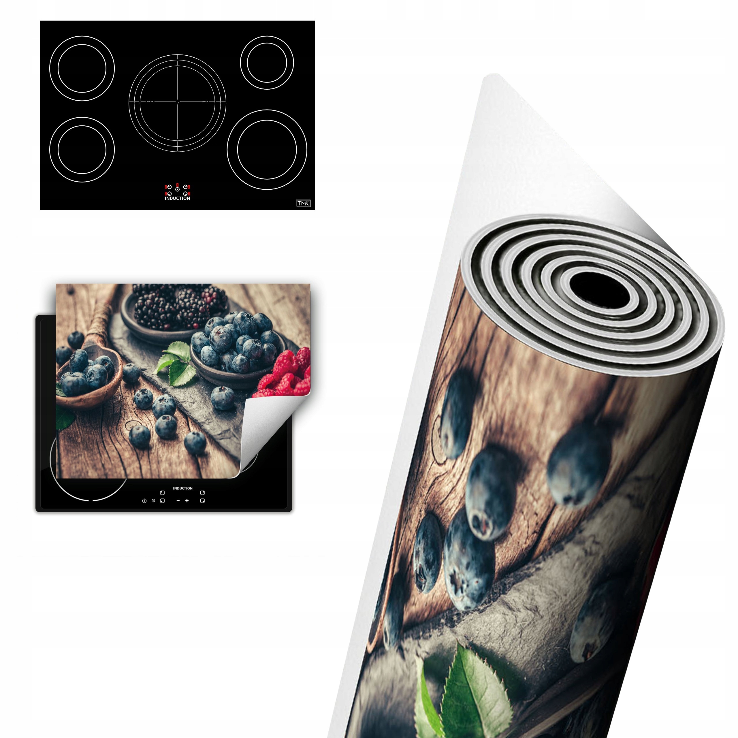 Vinylová Ochrana Na Indukci Pracovní Deska 80x52 borůvka dřevo
