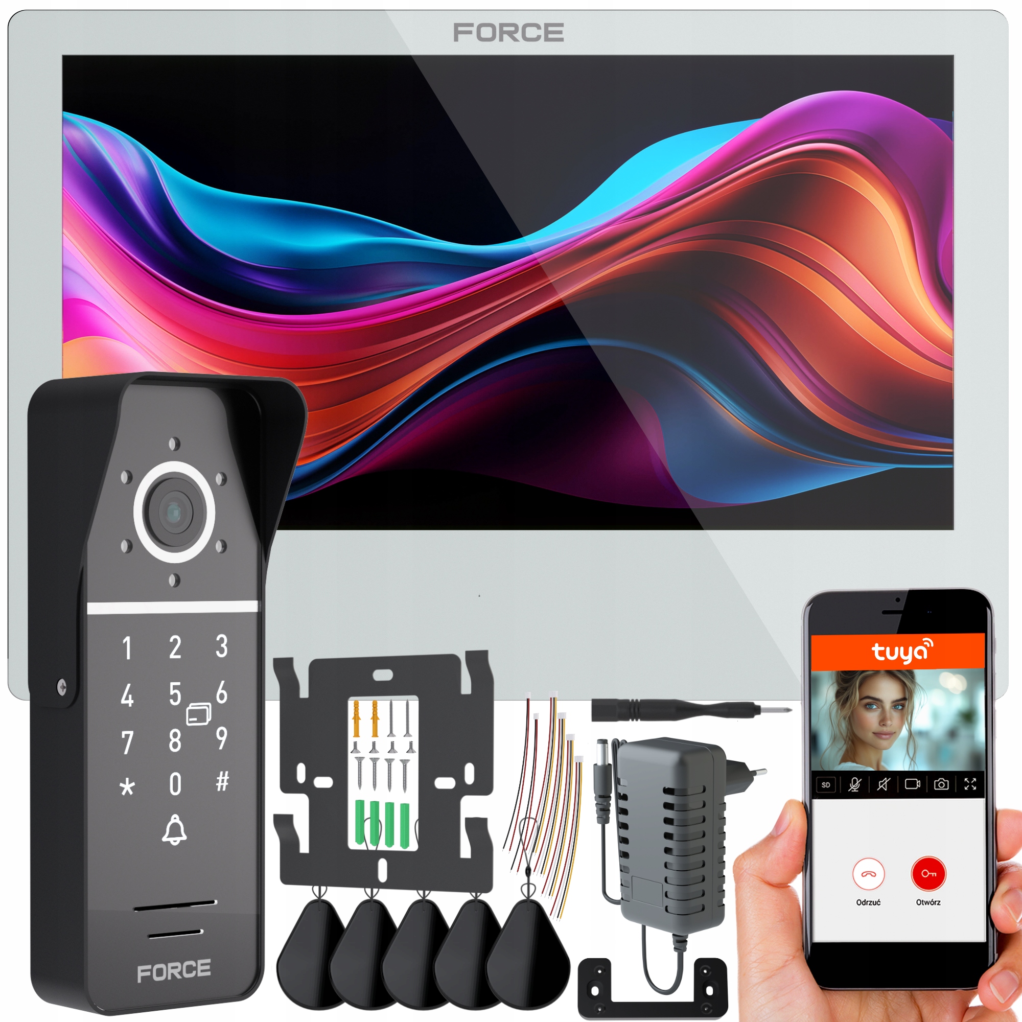 Videovrátnik Force Myway 10" Biely WiFi Tuya Kľúčenky
