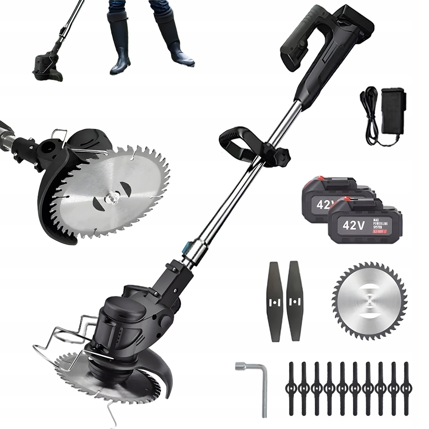 Akumulatorowa Podkaszarka Kosa Ogrodowa Wykaszarka Trawy 2x Aku Zestaw