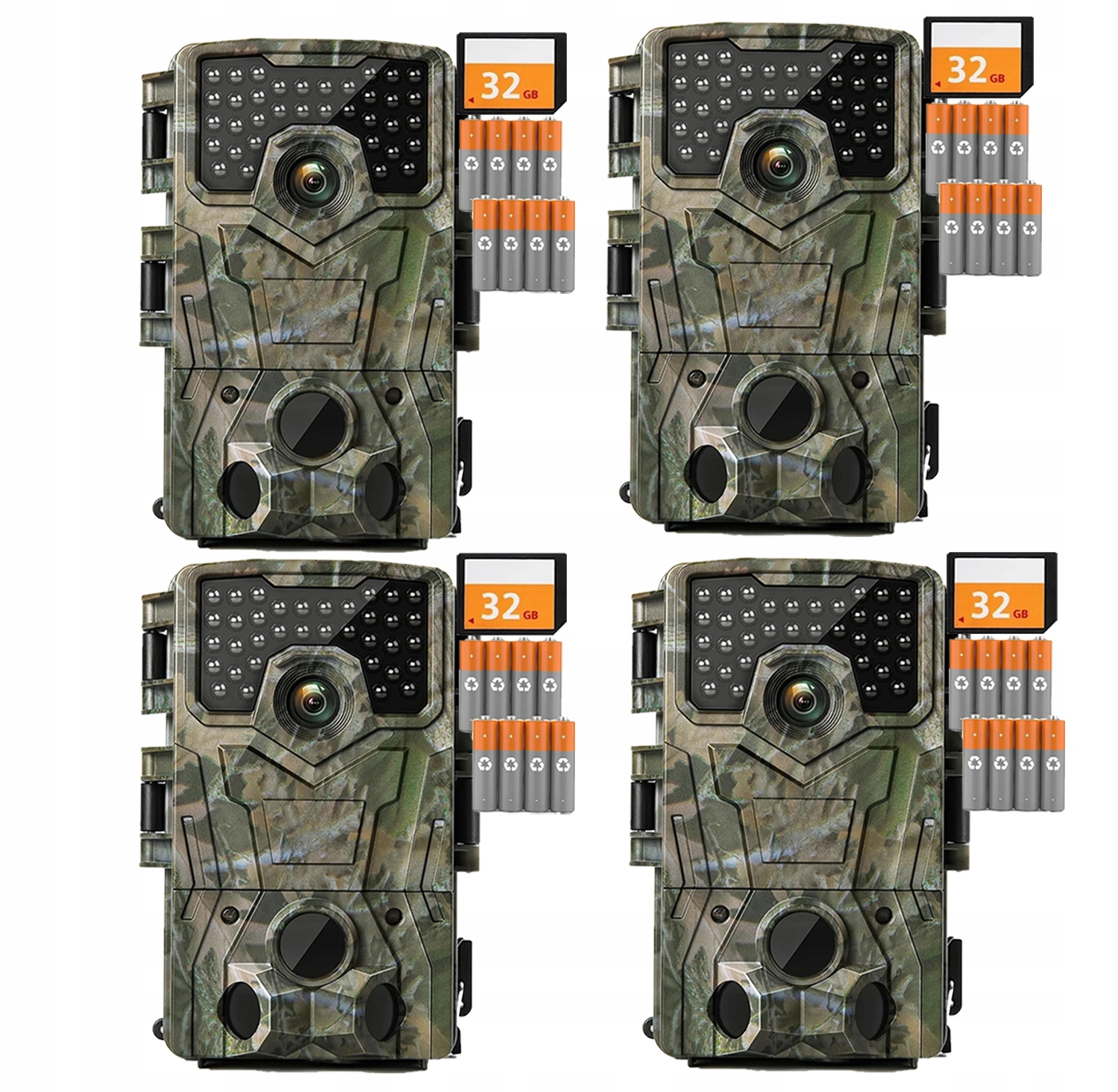4x Ir lesní kamera pro noční režim pro lov v lese s 32GB kartou a bateriemi
