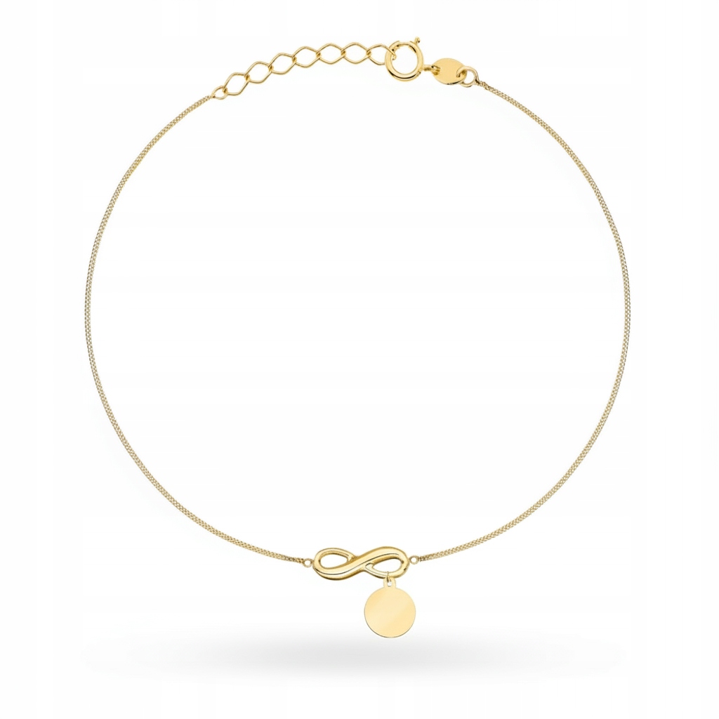 Zlatý náramek 585 s plným kroužkem a znakem nekonečna jako dárek
