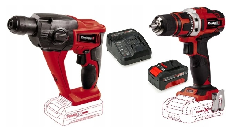 Einhell Sada Elektrického Nářadí 18V Pxc 4,0AH Šroubovák S Aku Kladivem