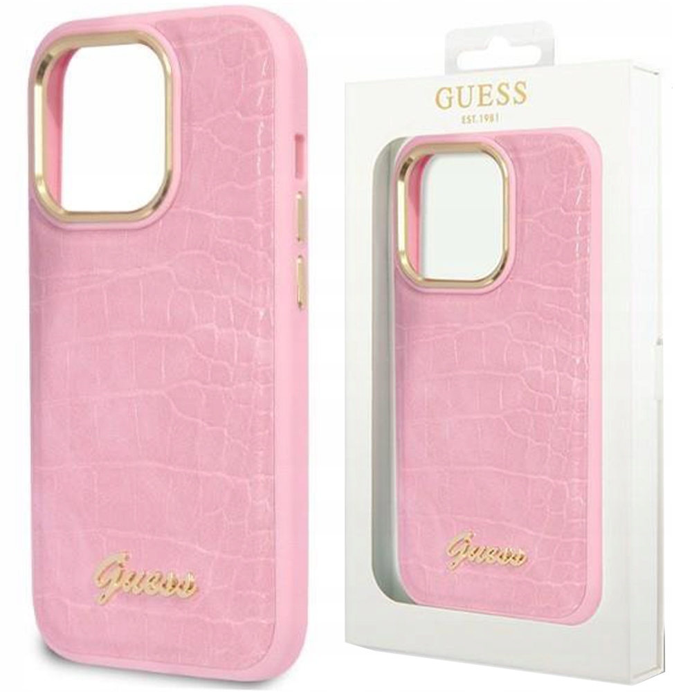 Etui Guess Croco Collection na iPhone 14 Plus różowe Guess