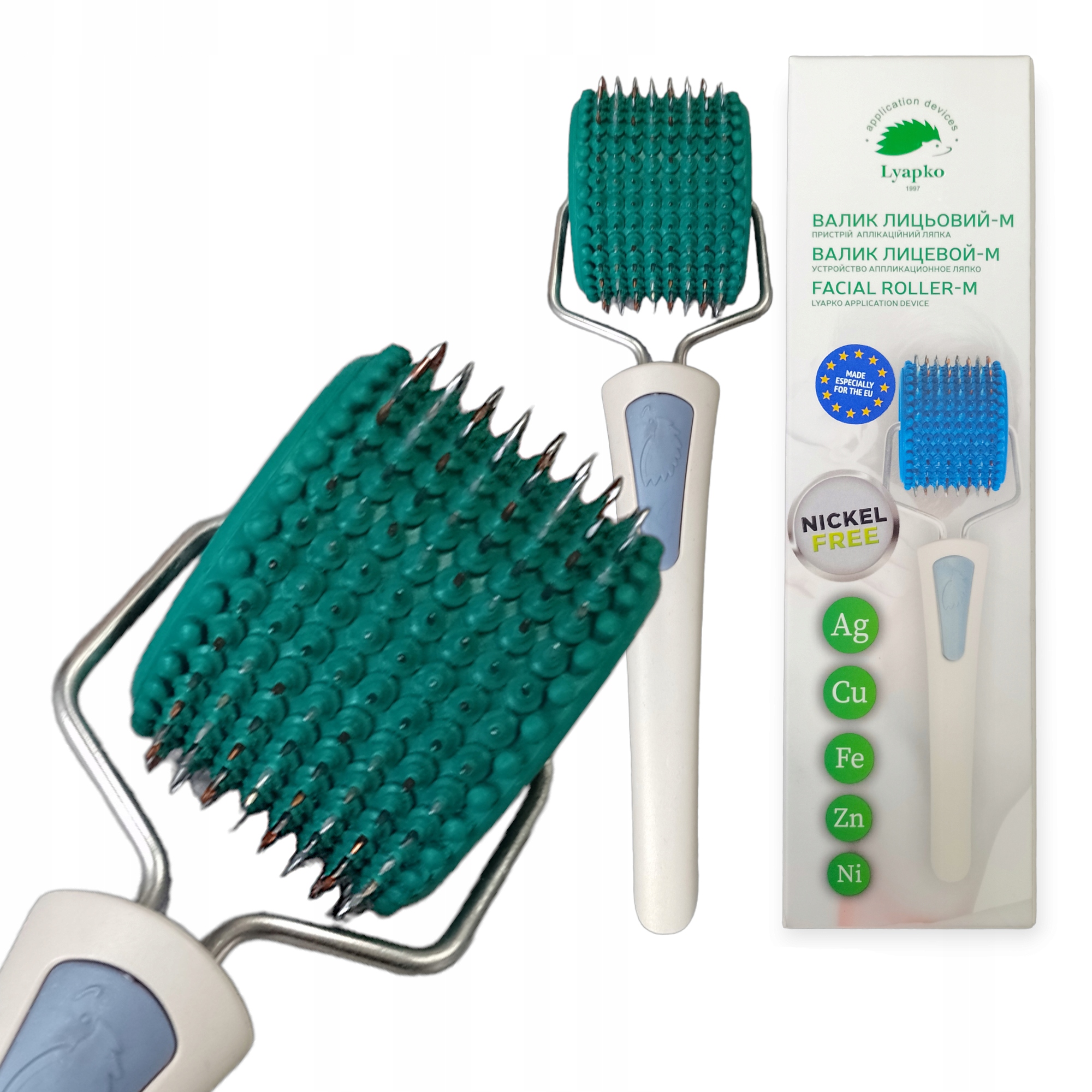 Lyapko Aplikator Wieloigłowy Wałek Do Twarzy Szyji 3,5 Bez Niklu zielony
