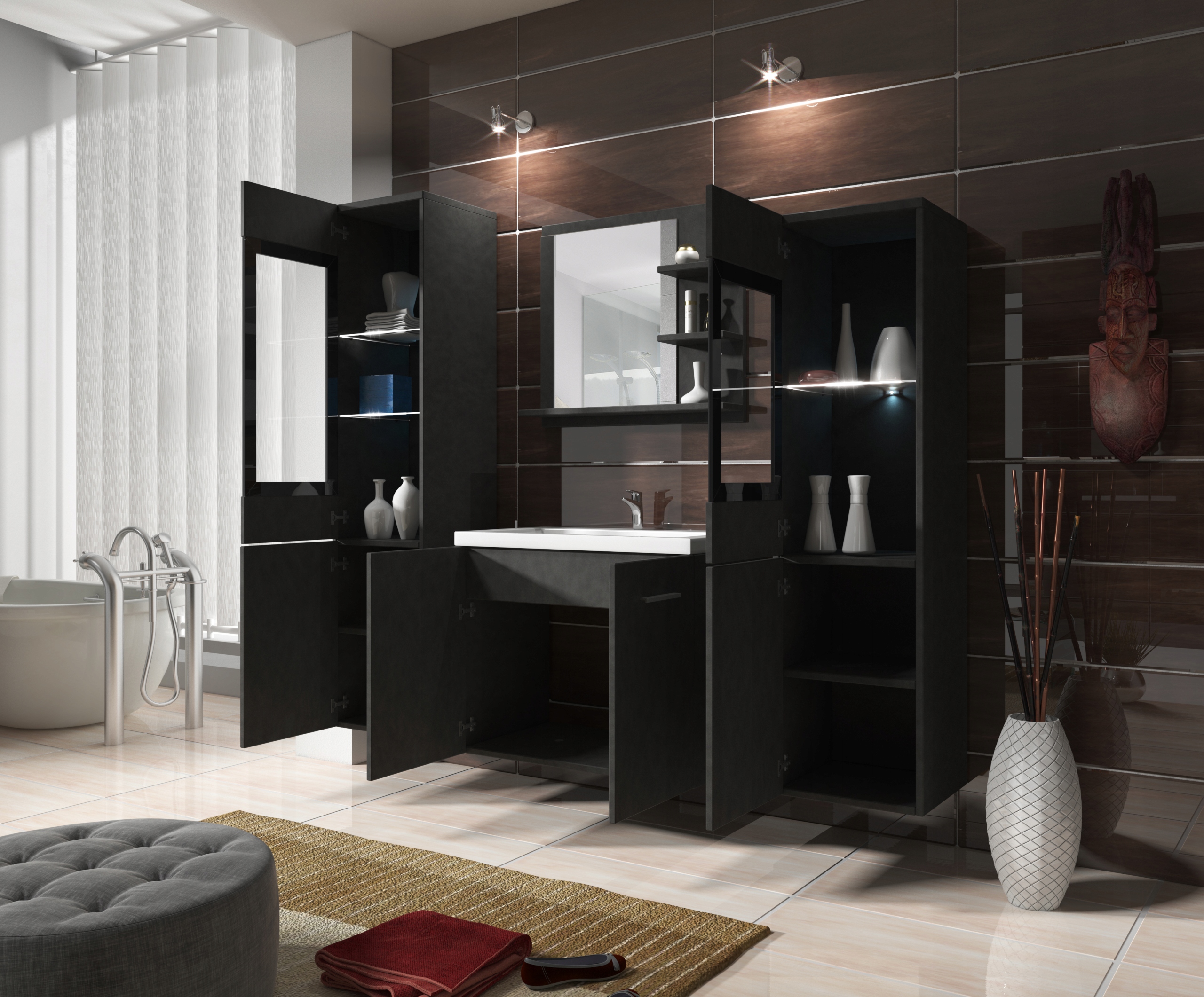 Meble łazienkowe UDINE I UMYWALKA LUSTRO WITRYNA