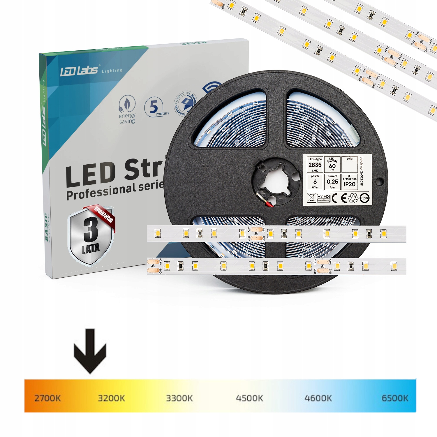 

Taśma Led Pro 300 2835 Smd 6W 3000K 12V b. ciepła