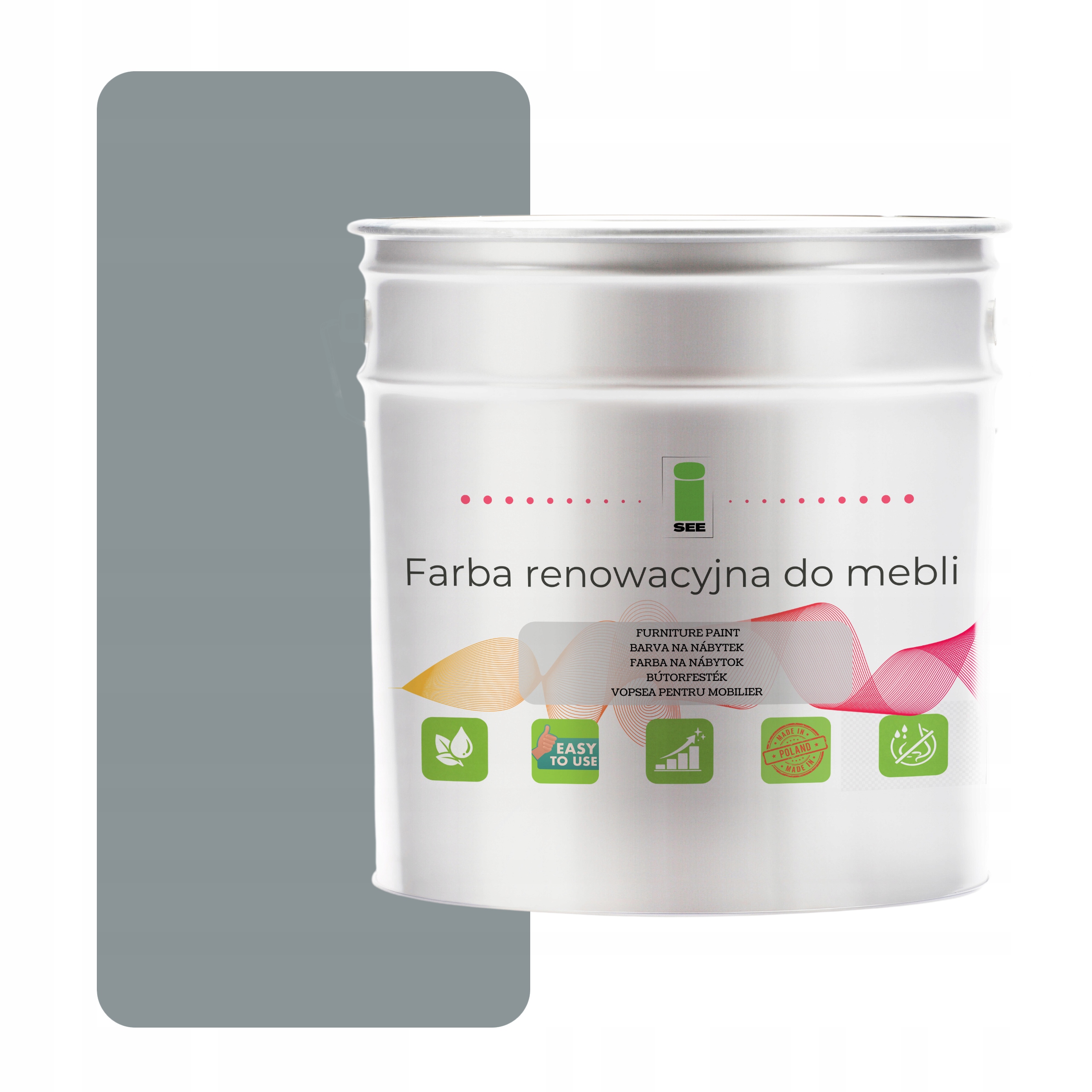 Barva na kuchyňský nábytek 7004 šedá polomatná 2,5 L na čelní stranu, dřevo 2v1