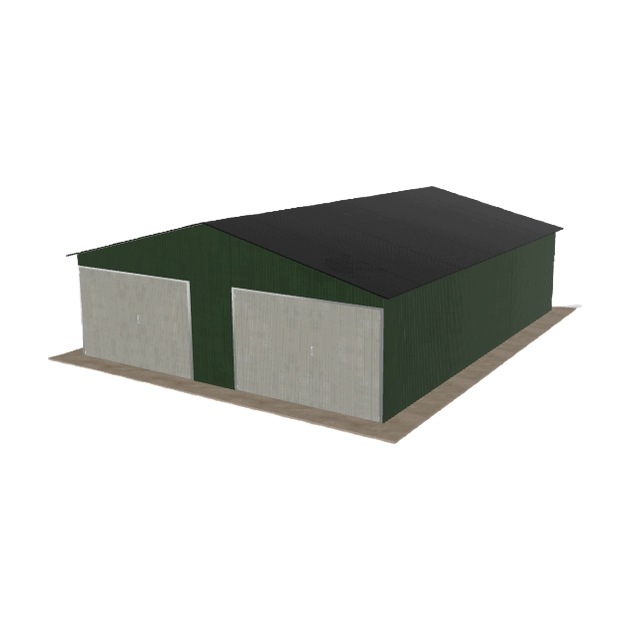 Plechová garáž 7x9 m dvoupolohová, dvoupolohová, zelená