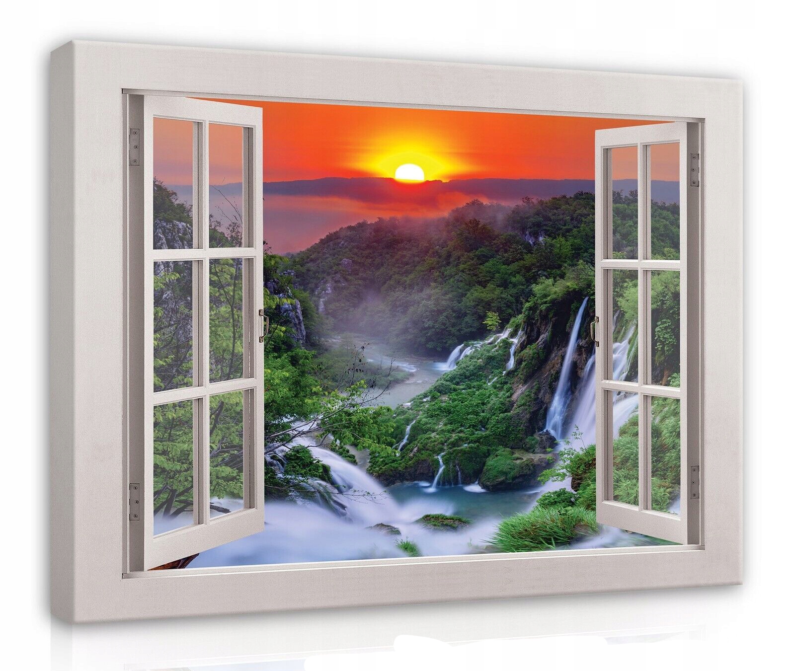 Obraz Na Plátně Canvas 80x60 Okno 3D Hory Slunce