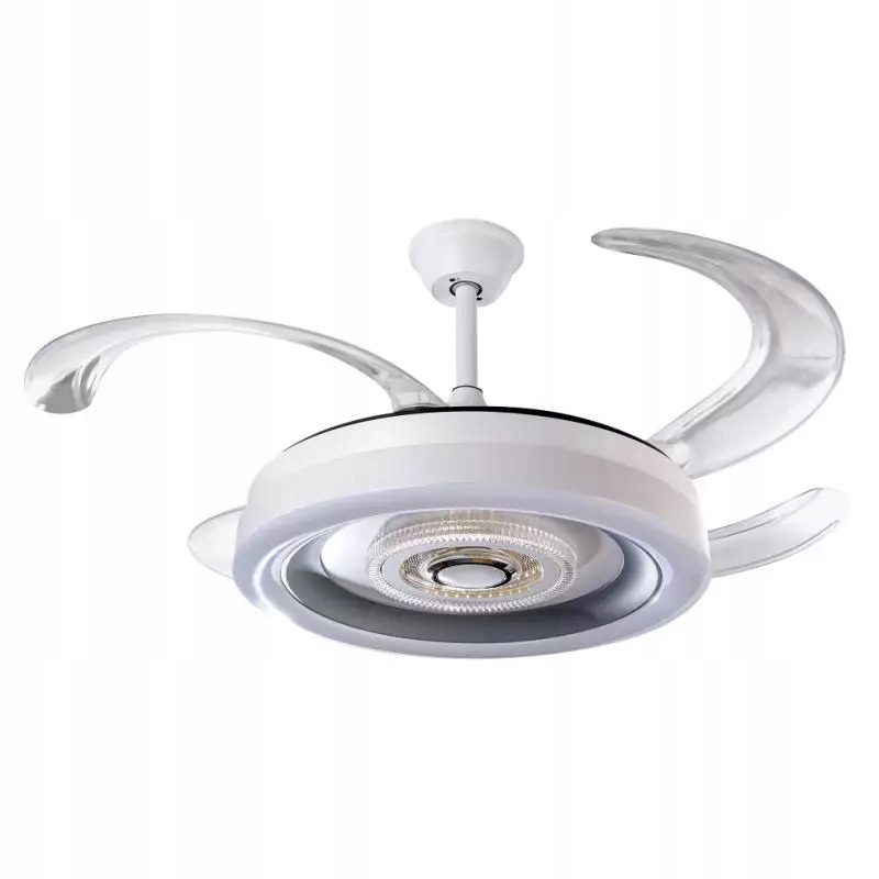 Stropný ventilátor s Led lampou, biely do obývačky, nad pohovku, chladiaci stôl