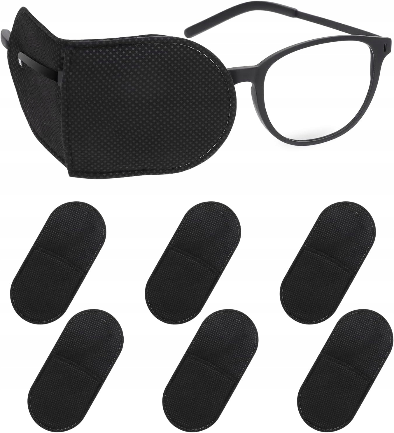 6x PRZEPASKA NA OKULARY NAKŁADKI LENIWE OKO ZASŁANIAJĄCE LECZENIE CZARNA