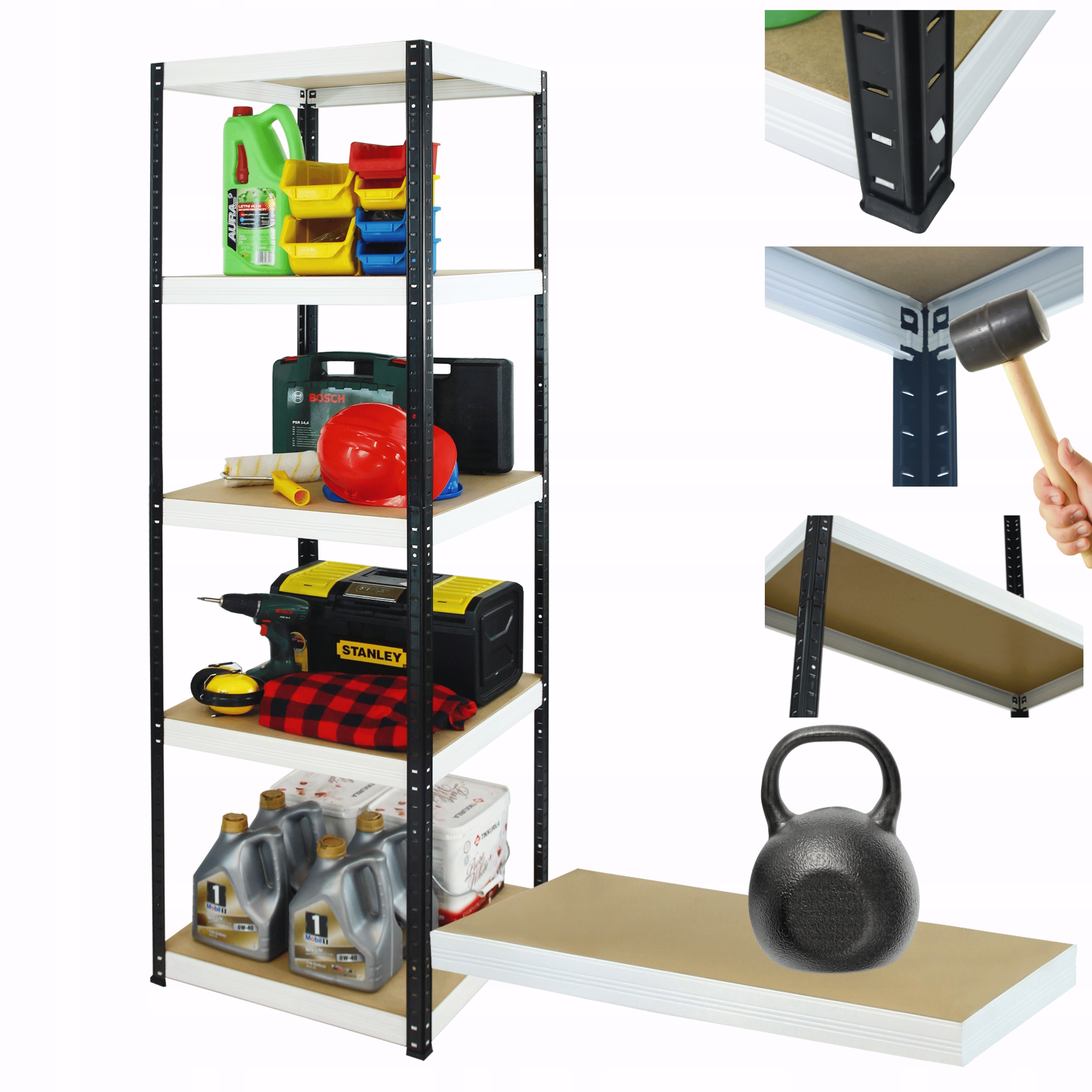 Kovový skladový regál Helios 180x40x40 cm 5Px175 kg Trvanlivý Pl