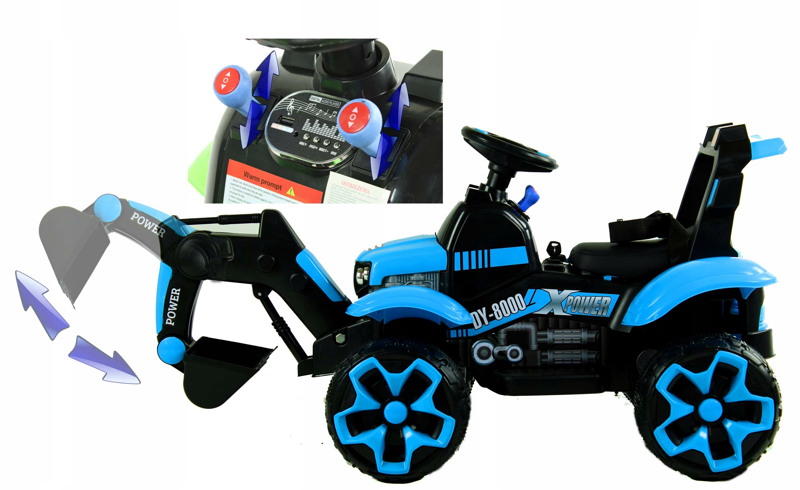 KOPARKA TRAKTOR NA AKUMULATOR ŁYŻKA SKÓRA PILOT Marka Szomik