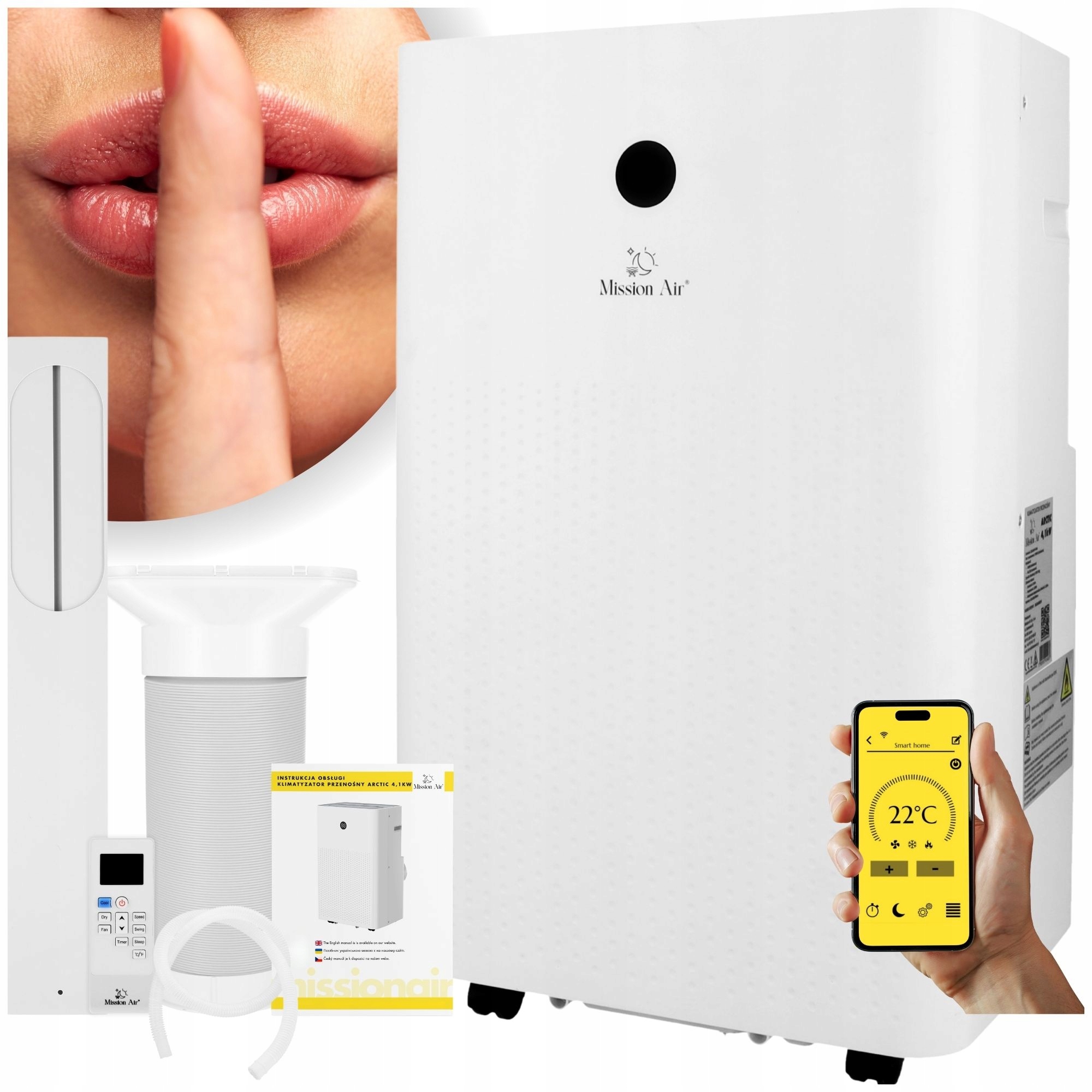 Přenosný Klimatizátor 3v1 Mission Air 4,1 kW odvlhčovač 40 l/24 h Swing WiFi