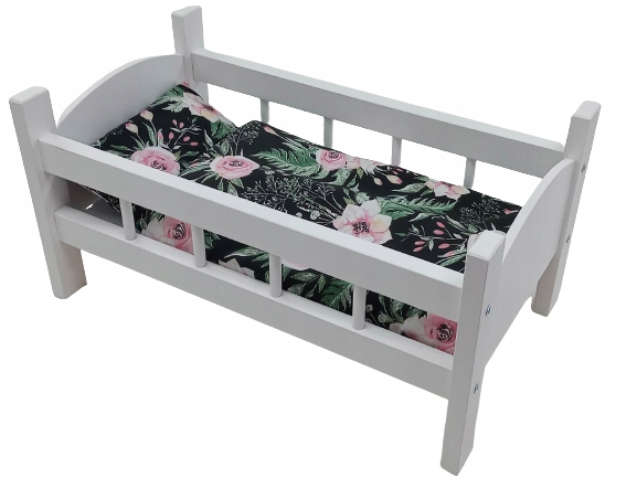 ŁÓŻECZKO DREWNIANE BIAŁE dla lalek +POŚCIEL