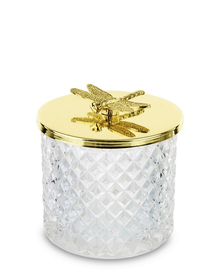 

Pojemnik szklany złota ważka kubek na waciki w270b