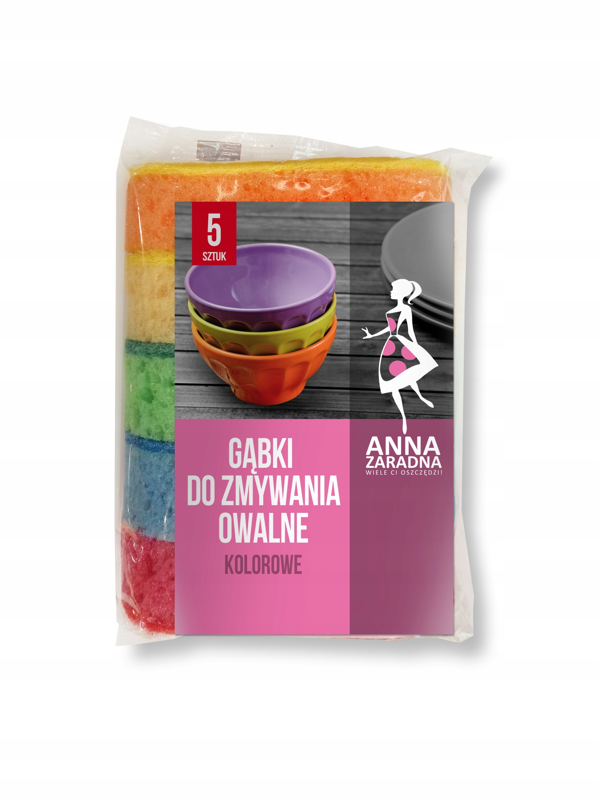 

Gąbki do zmywania mycia naczyń owalne 5 sztuk