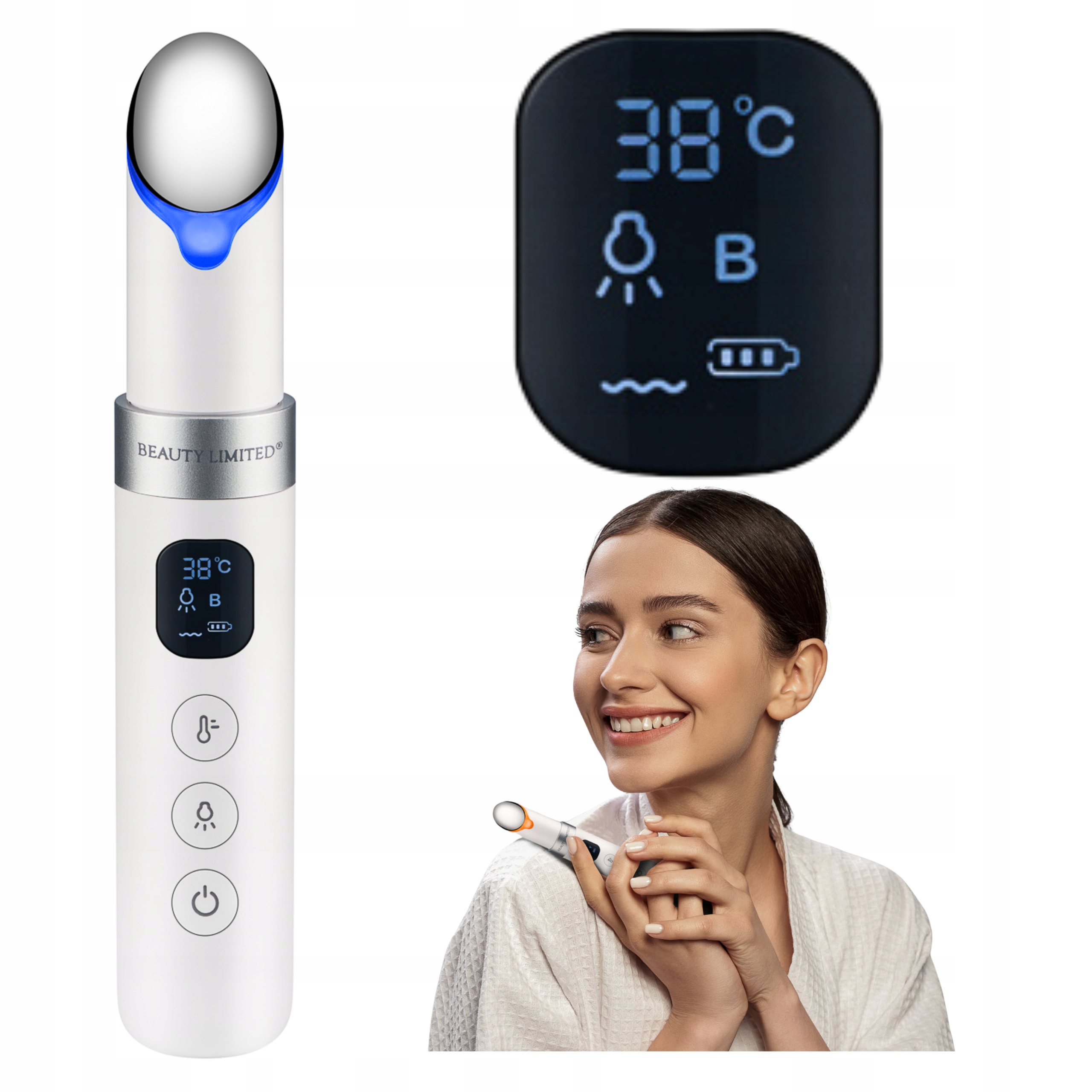 Masážní Přístroj na obličej očí a úst 3v1 Led, vibrace, teplo, EyeCare Beauty