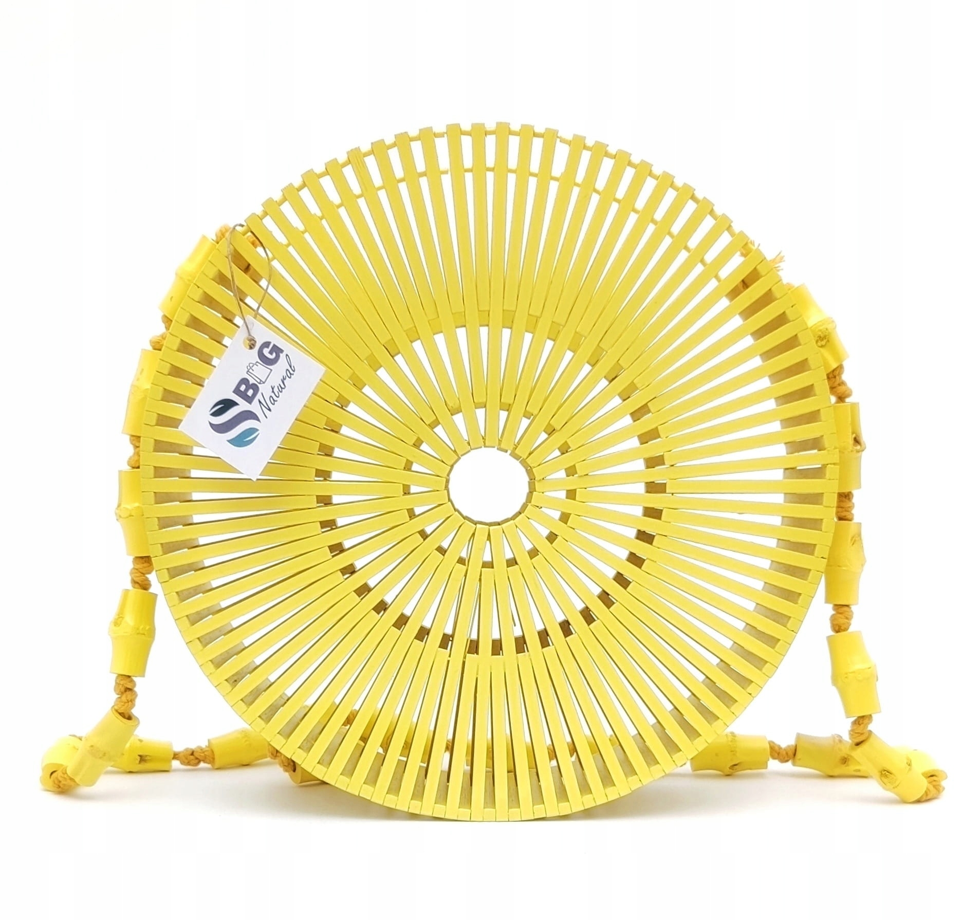 Dámská taška kulatá z bambusu, košík Kabelka Přes Rameno, dřevěná, veganská, eko