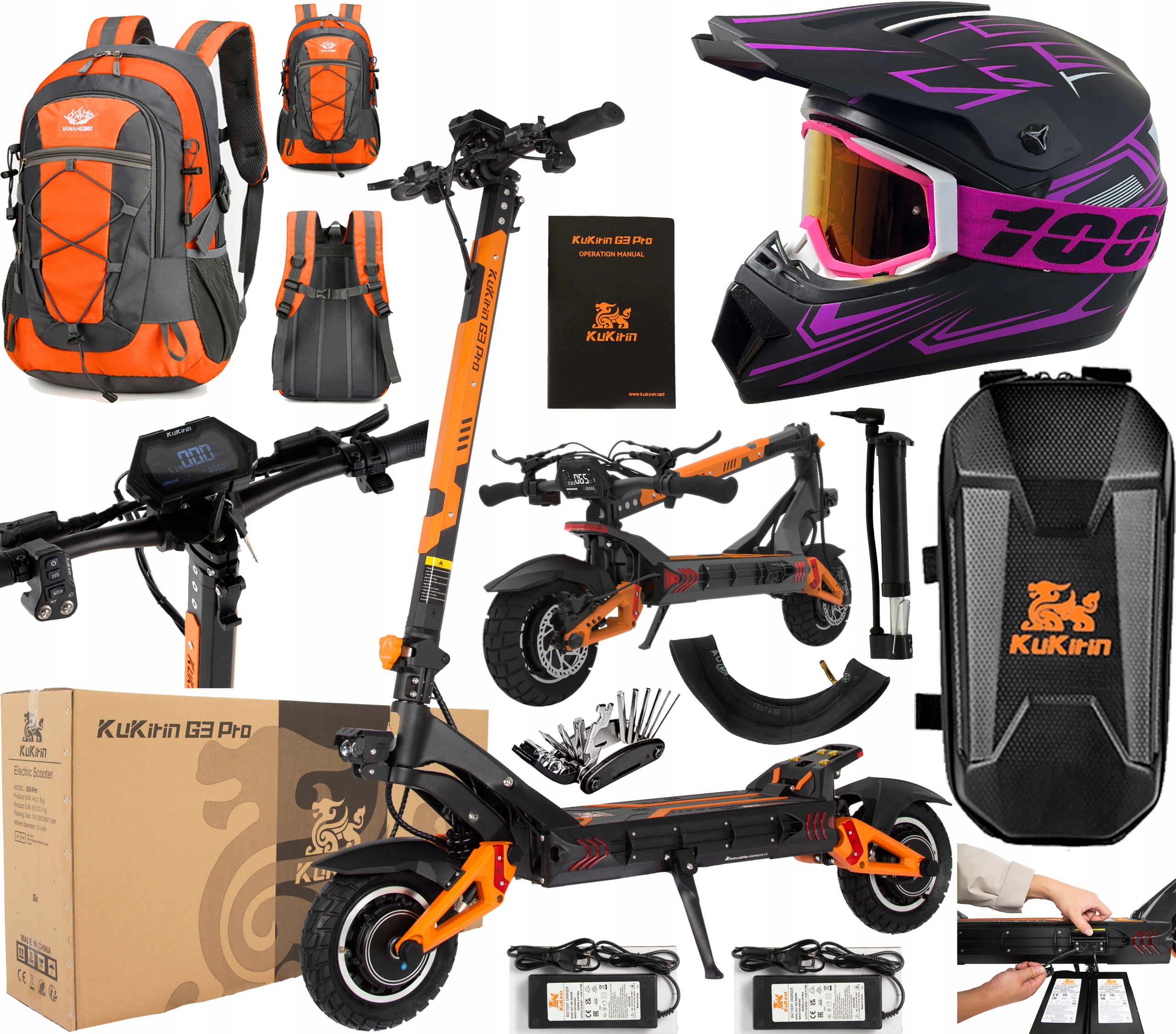 Kukirin G3 Pro Skládací 52 V 23.4 Ah 2400 W 65 km/h 80 Km 10" Terénní Pl